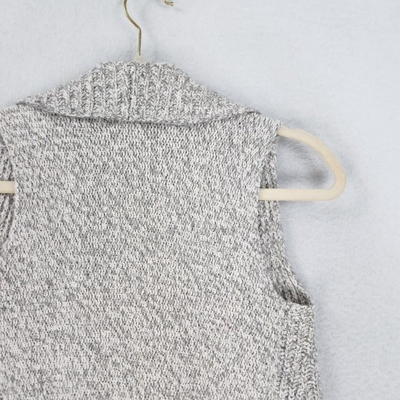 Ann Taylor LOFT Sweater Womens Extra Small Petite Gray Knit Sleeveless Cardigan - Picture 8 of 9